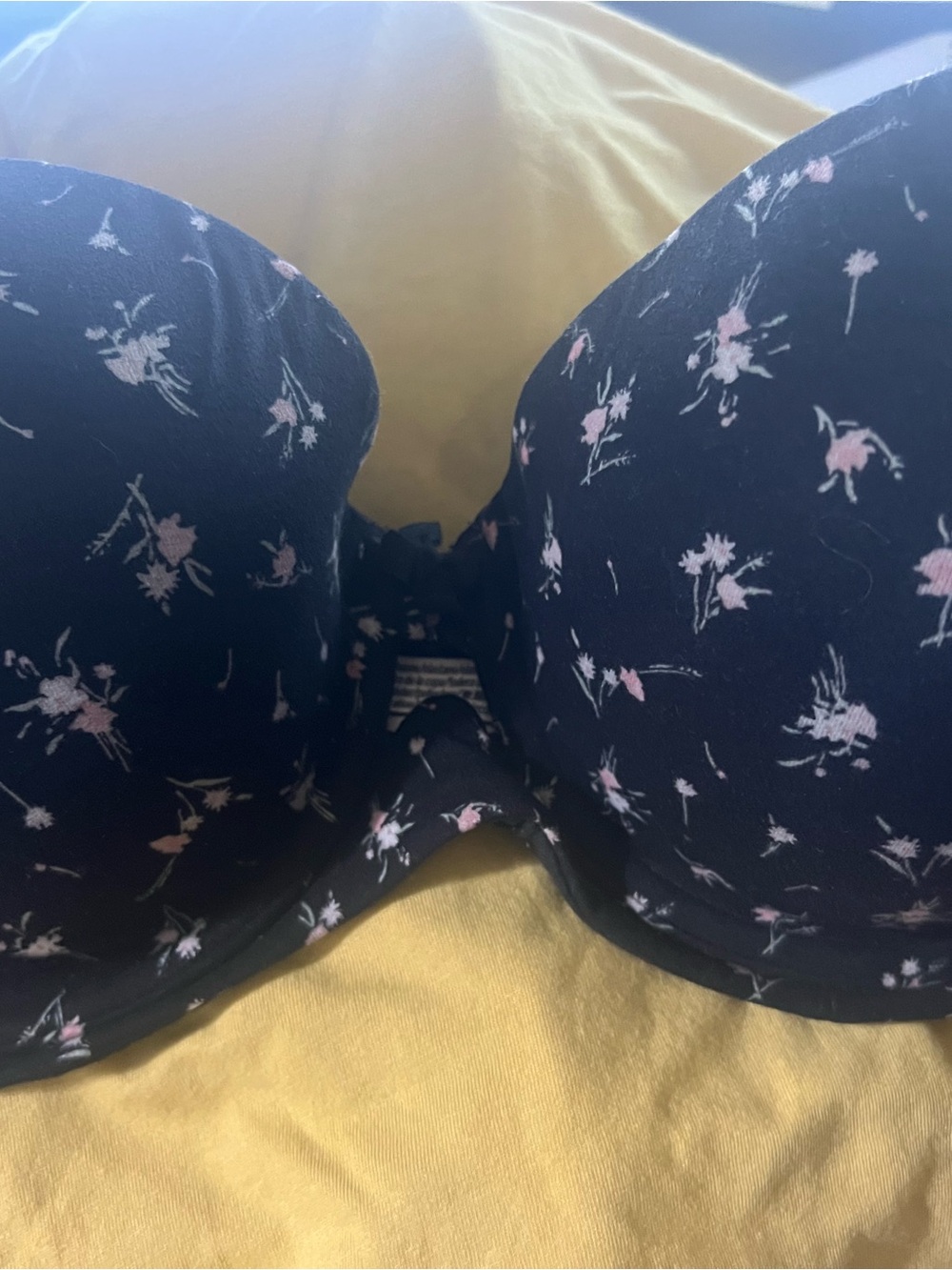 Victoria's Secret Black Bra with Pink Floral Print